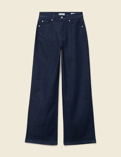 Jeans large taille haute denim brut rinse femme