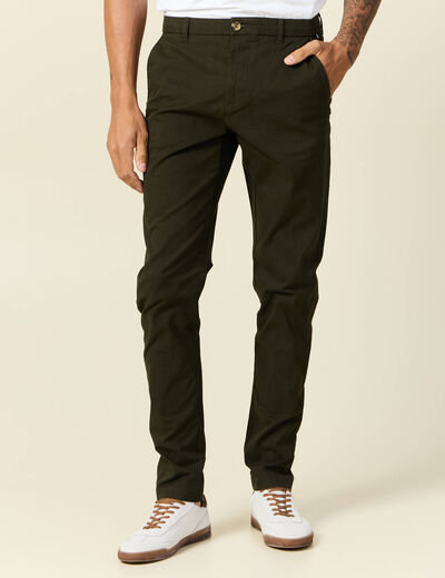 Pantalon slim Instinct chino vert kaki homme