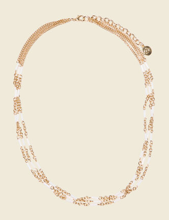 Collier multirangs à perles ecru femme