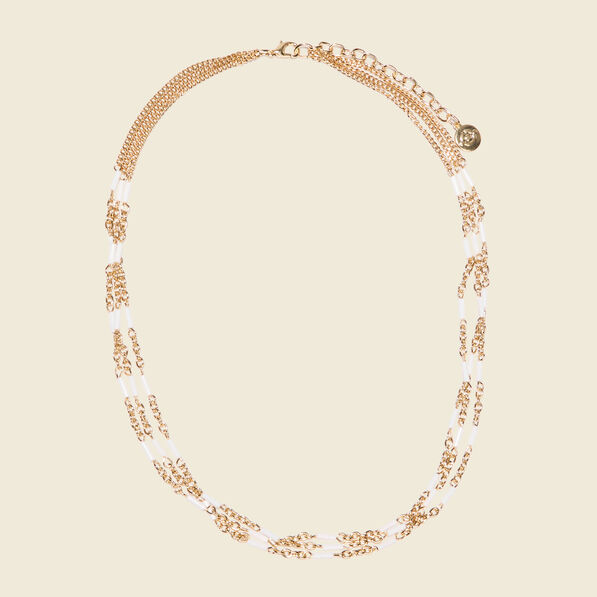 Collier multirangs à perles ecru femme