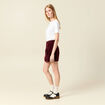 Jupe-short taille haute en velours bordeaux femme