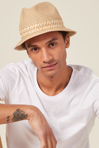 Chapeau trilby tressé sable homme