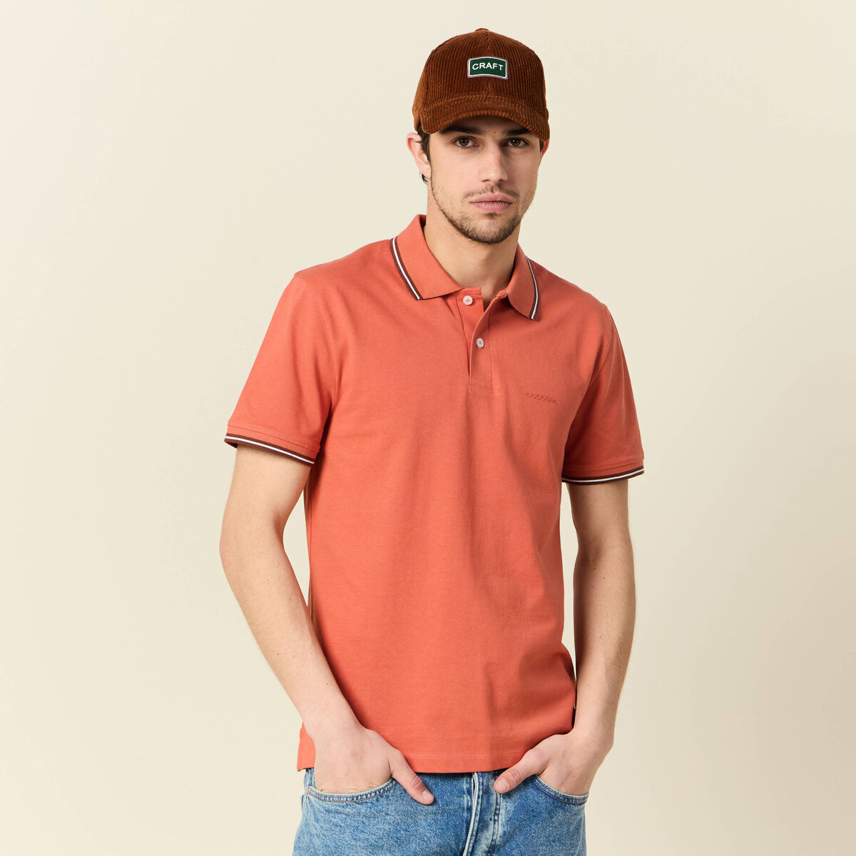 Polo éco-responsable rose homme