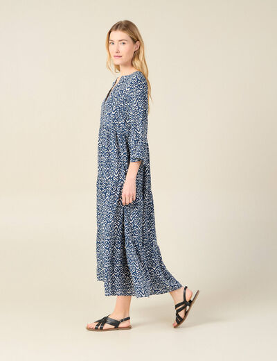 Robe longue éco-responsable bleu marine femme