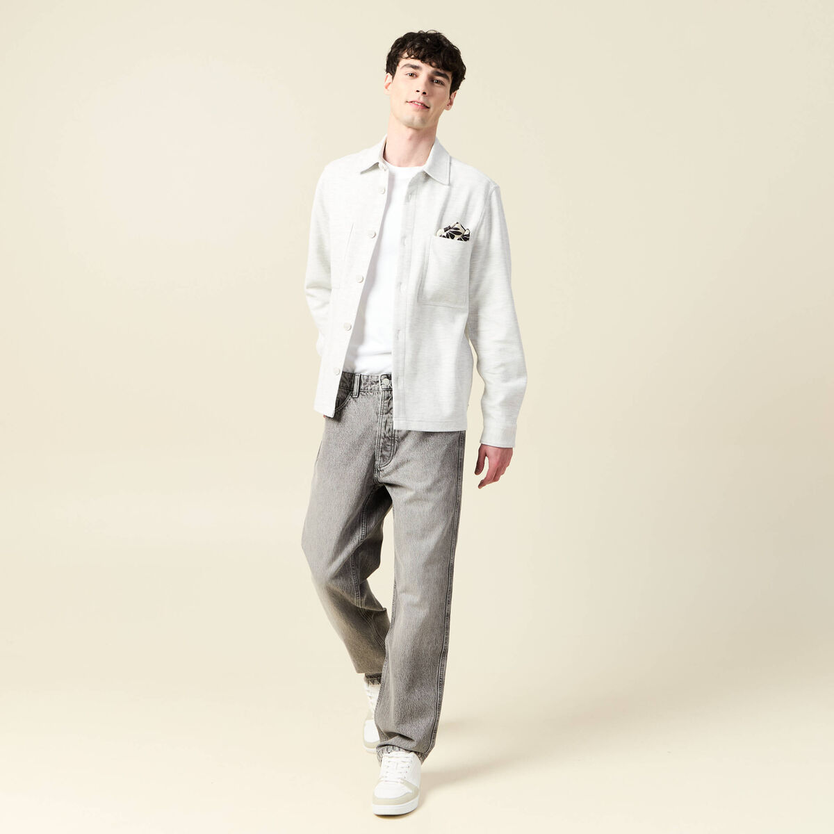 Jeans large relaxed denim gris homme