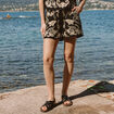 Short en coton avec broderie noir femme