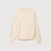 Pull oversize col rond manches longues creme femme