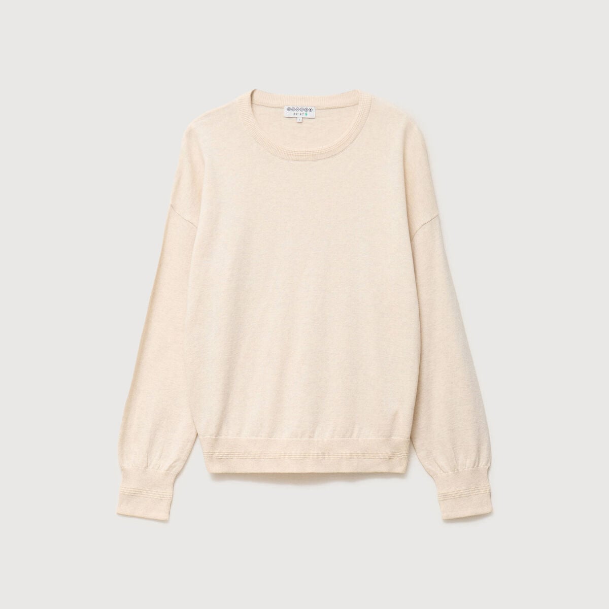 Pull oversize col rond manches longues creme femme