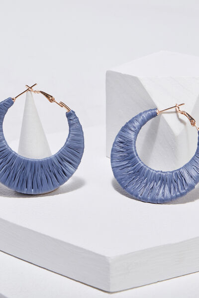 Boucles d'oreilles créoles bleu marine femme