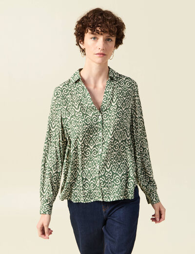 Blouse manches longues vert kaki femme