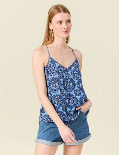 Caraco bretelles fines bleu femme