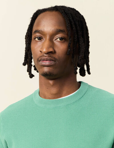 Pull éco-responsable vert homme