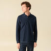 Polo manches longues en coton bleu marine homme