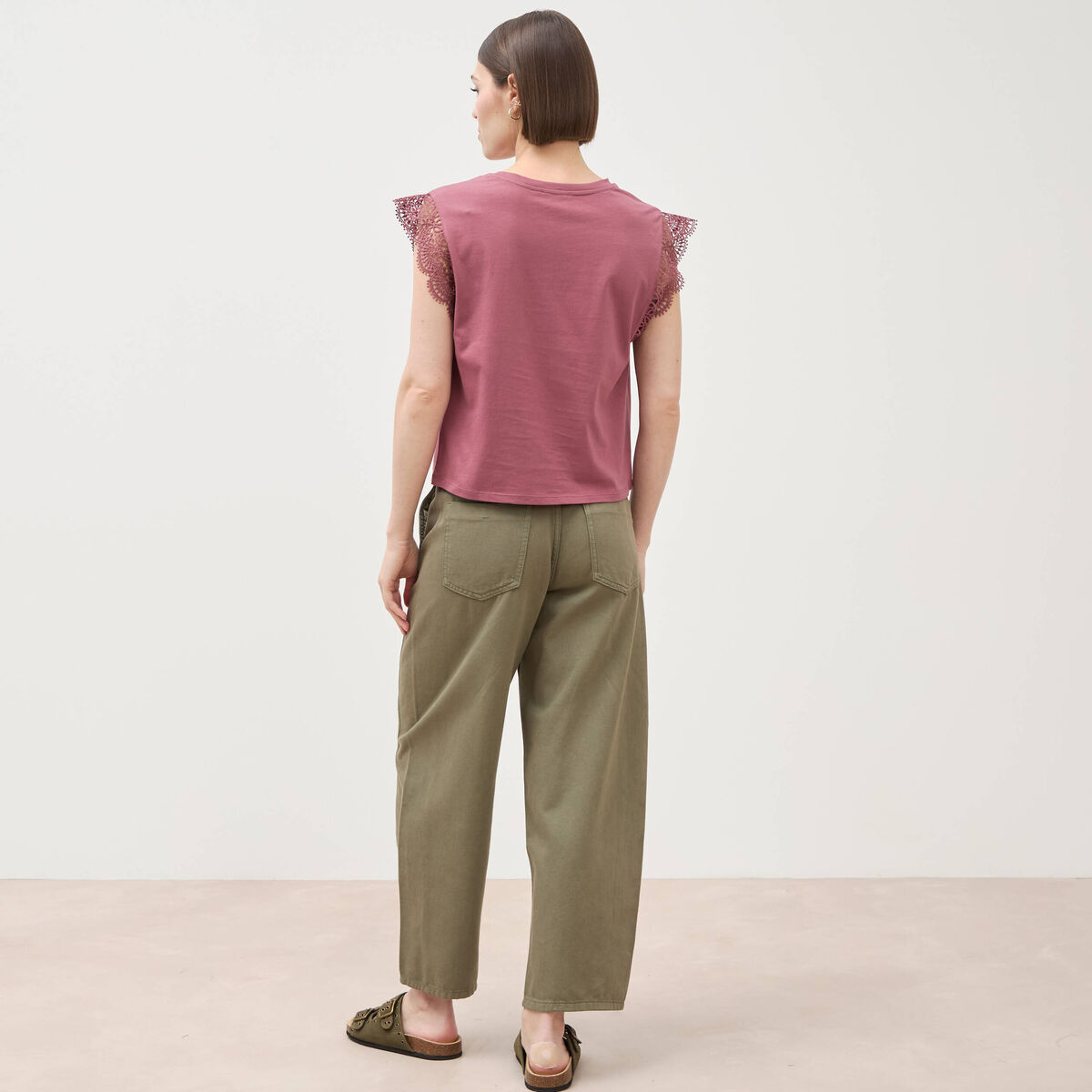 T-shirt manches courtes vieux rose femme