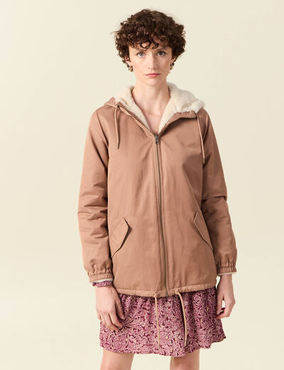 Parka réversible marron clair femme