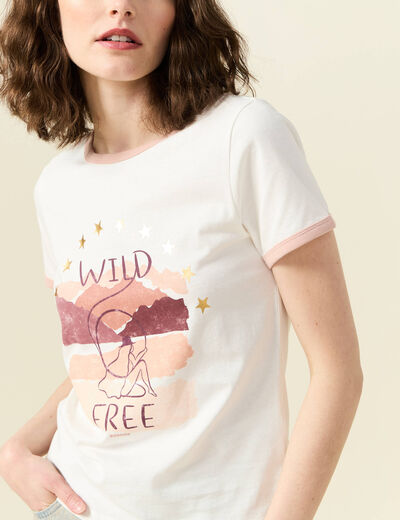 T-shirt manches courtes ivoire femme