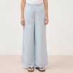 Pantalon large taille haute ceinture bleu ciel femme