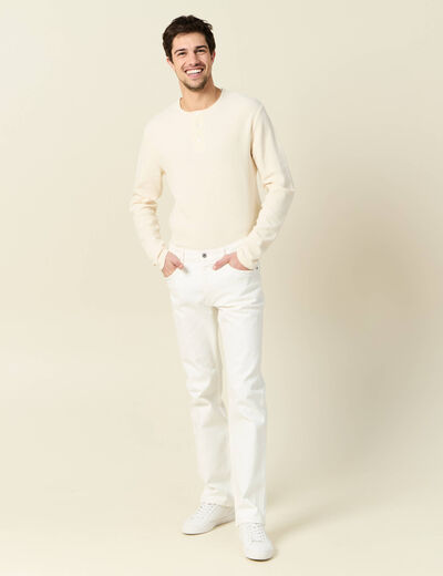 Jeans regular 5 poches denim blanc homme