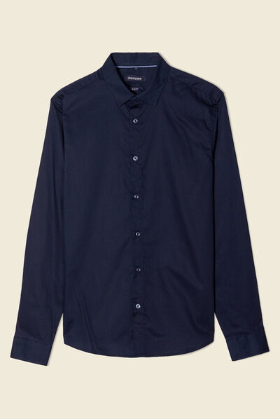 Chemise manches longues bleu marine homme