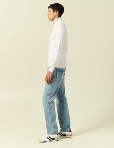 Pull fin col camionneur manches longues ecru homme