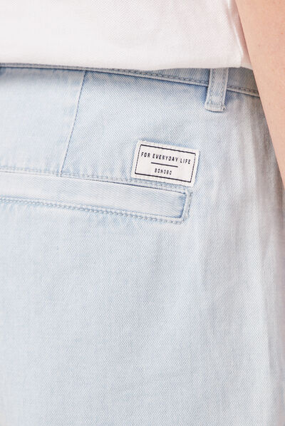 Bermuda droit en jean denim bleach homme
