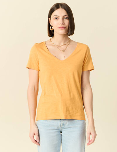 T-shirt manches courtes jaune femme