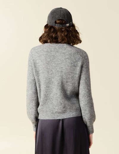 Gilet manches longues gris clair femme