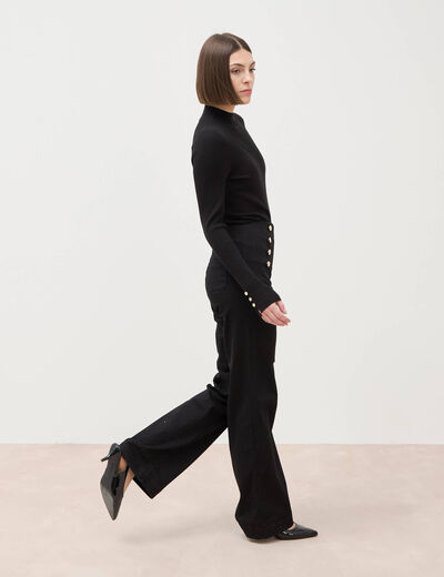 Jeans flare &agrave; pont denim noir femme