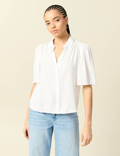 Chemise manches courtes ecru femme