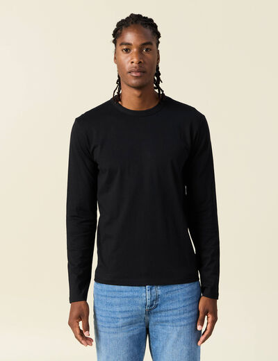 T-shirt en coton manches longues noir homme
