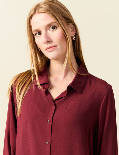 Chemise manches longues fluide bordeaux femme