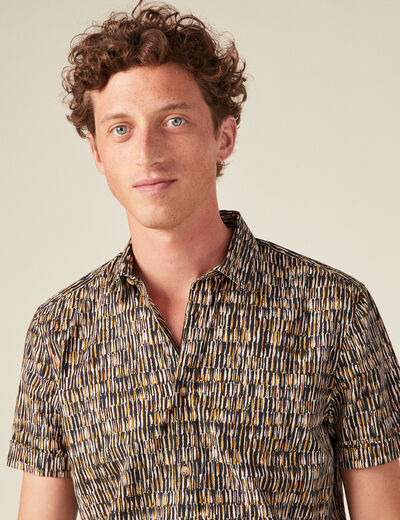 Chemise manches courtes jaune moutarde homme