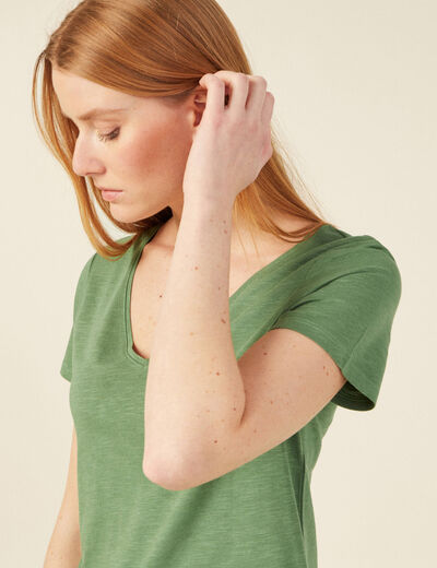 T-shirt manches courtes vert femme