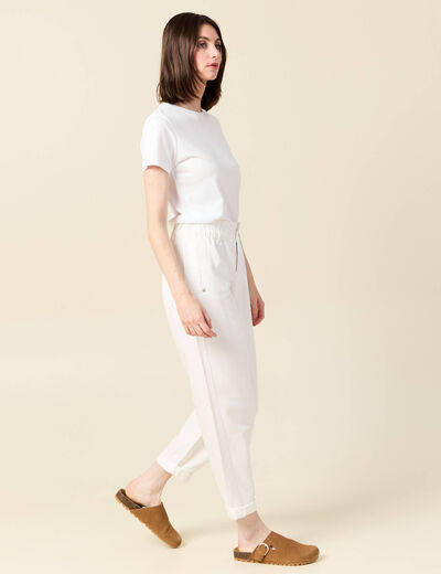 Jeans slouchy taille haute denim blanc femme
