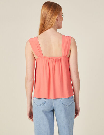 Blouse bretelles larges rose corail femme