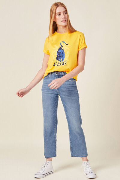 T-shirt manches courtes jaune or femme