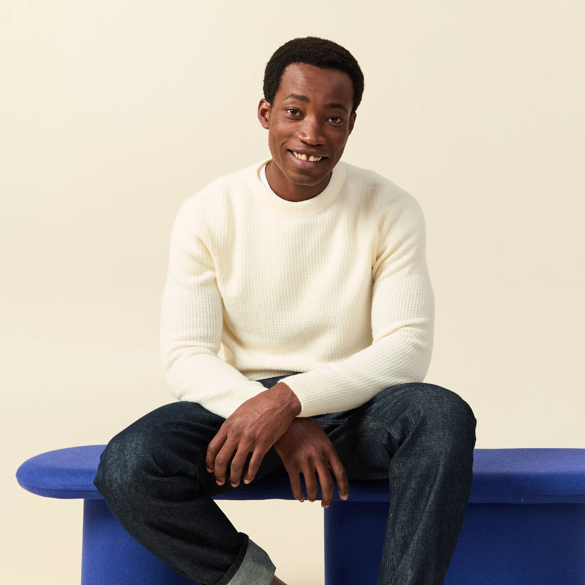 Pull manches longues fabriqu&eacute; en France ecru homme