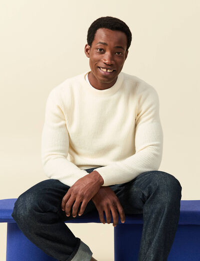 Pull manches longues fabriqu&eacute; en France ecru homme