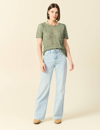 T-shirt manches courtes vert kaki femme