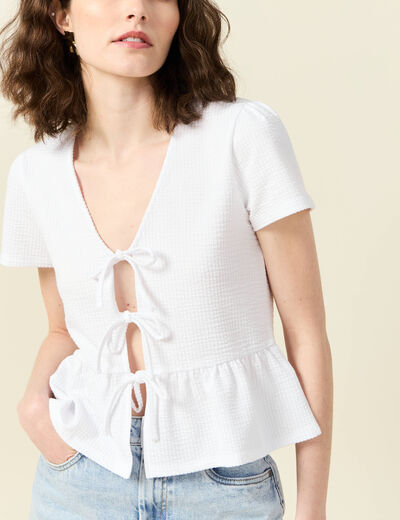 Blouse manches courtes blanc femme
