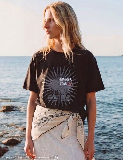 T-shirt oversize en coton noir femme