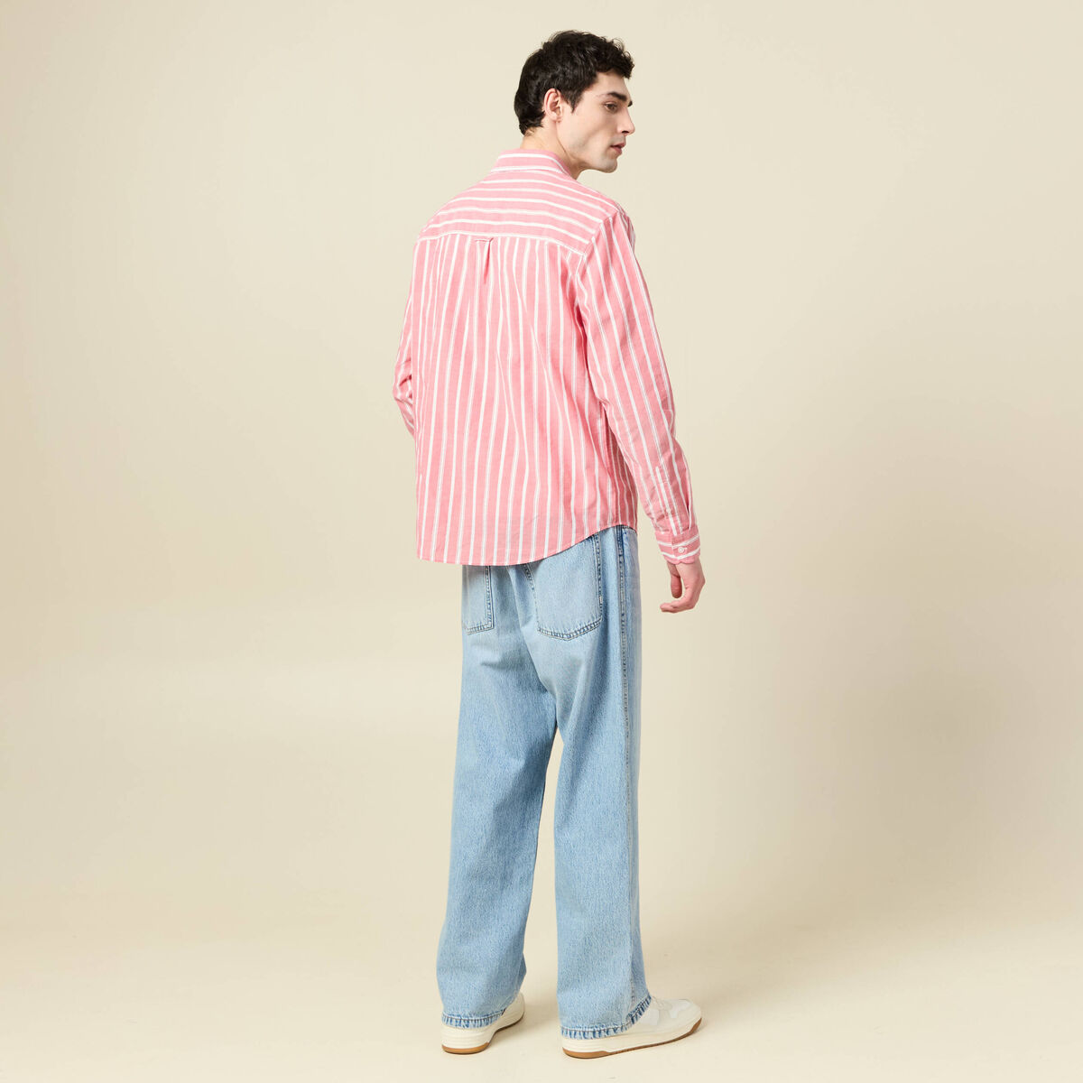 Chemise boyfriend en coton rouge corail homme