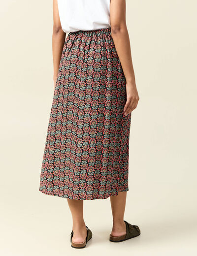 Jupe longue portefeuille noir femme