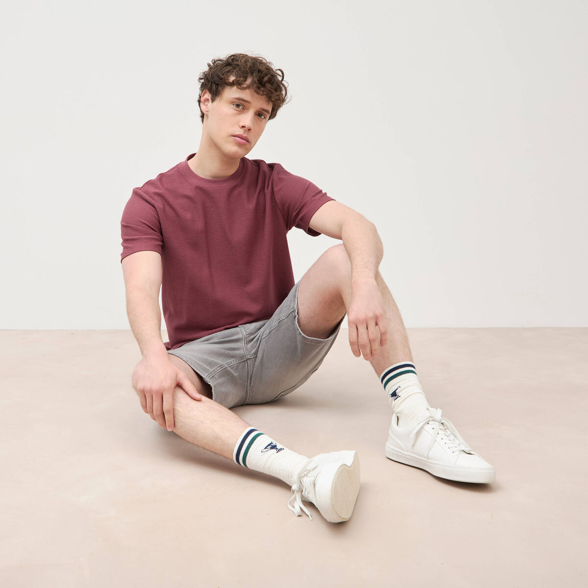 T-shirt manches courtes vieux rose homme
