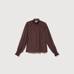 Blouse droite manches longues marron fonc&eacute; femme