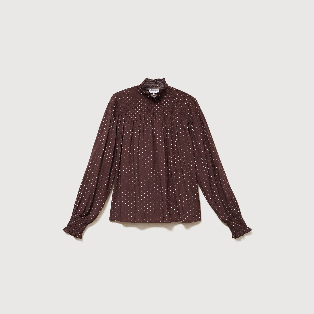 Blouse droite manches longues marron fonc&eacute; femme