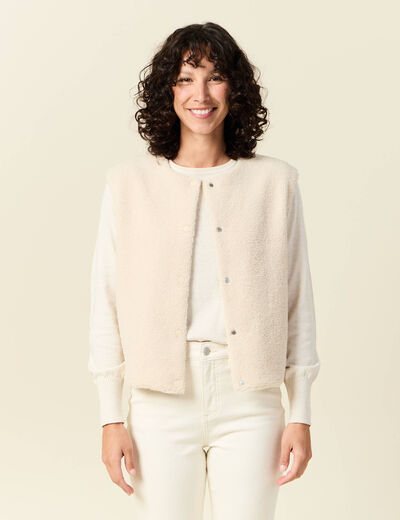 Gilet sans manches r&eacute;versible creme femme