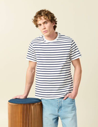 T-shirt en coton manches courtes ecru homme