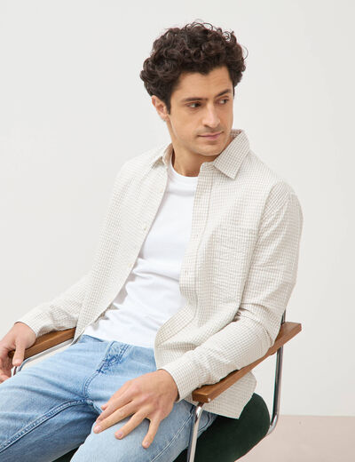 Chemise boyfriend en coton ecru homme