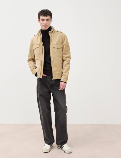 Veste col montant manches longues beige homme